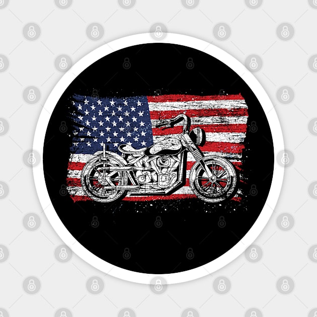 Motorcycle American USA Flag Biking Lover Biker Magnet by ShirtsShirtsndmoreShirts